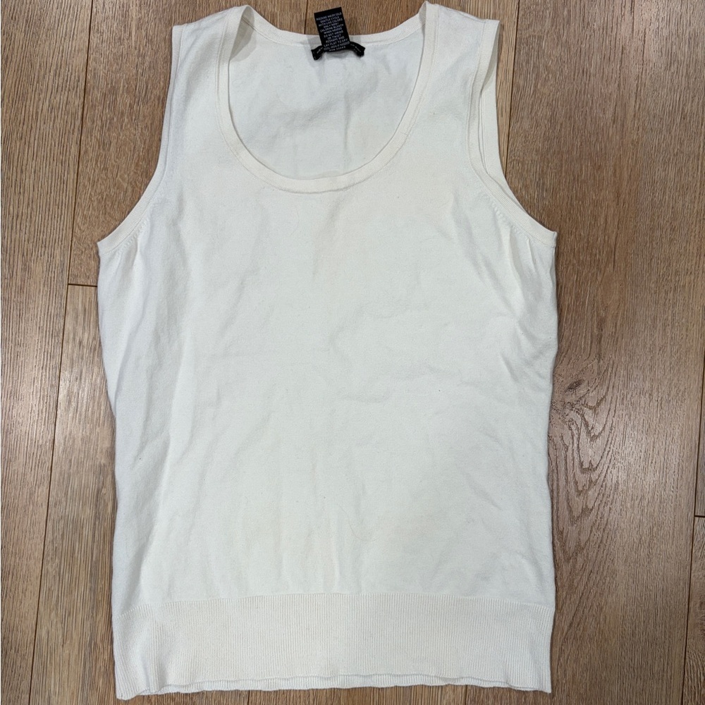 New York & Company Silk Blend Tank Top Womens Medium Ivory Sleeveless